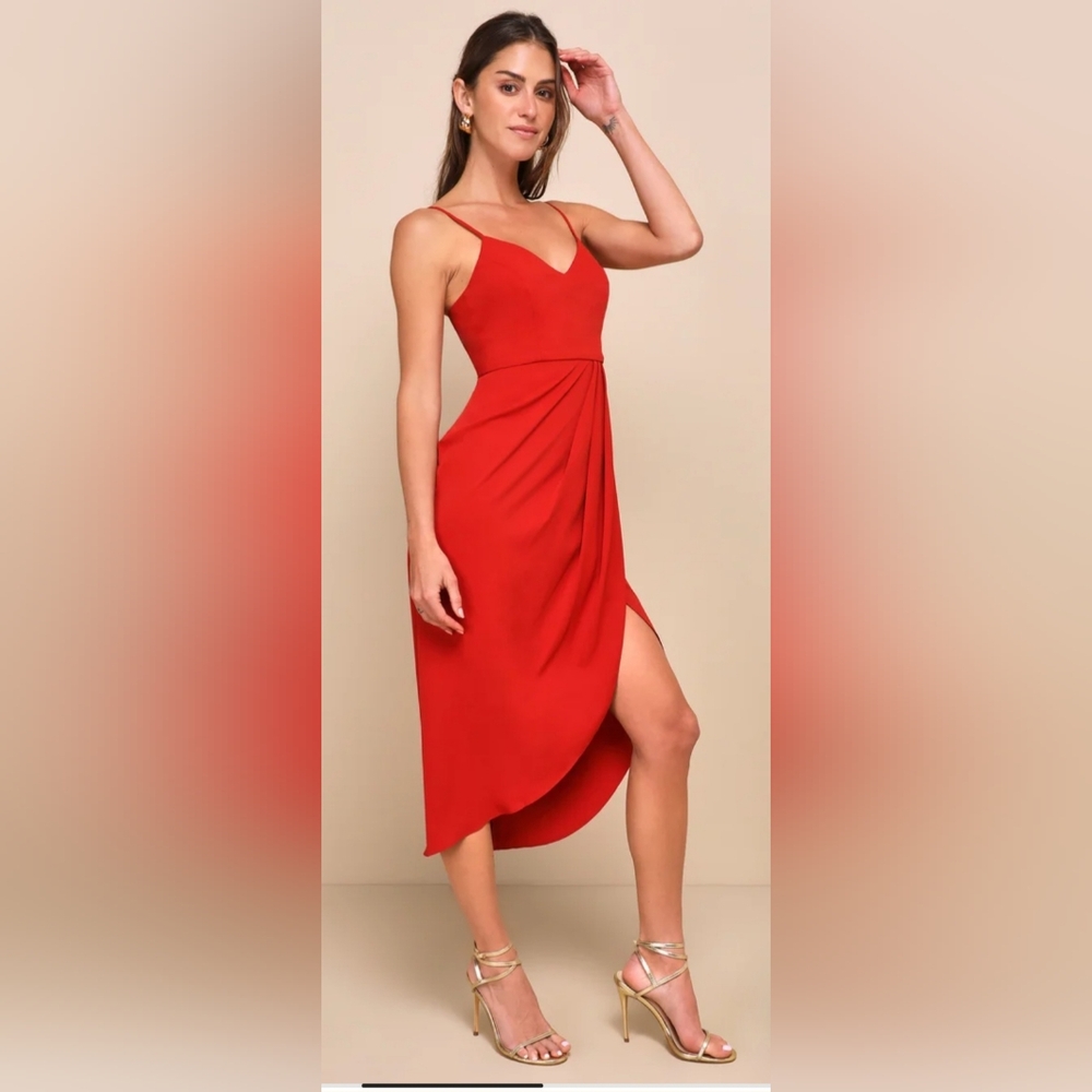 Reinette Rust Red Midi Dress